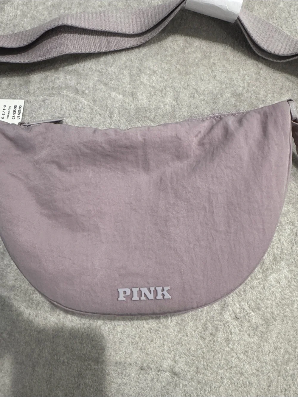 PINK Lavender Grey Crossbody Belt Bag with Coin Pouch